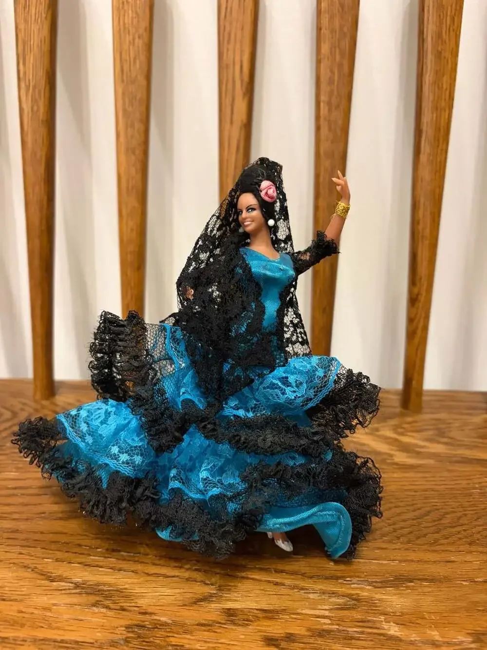 Vintage Marín Chiclana Spanish Flamenco Dancer Doll in Blue Dress